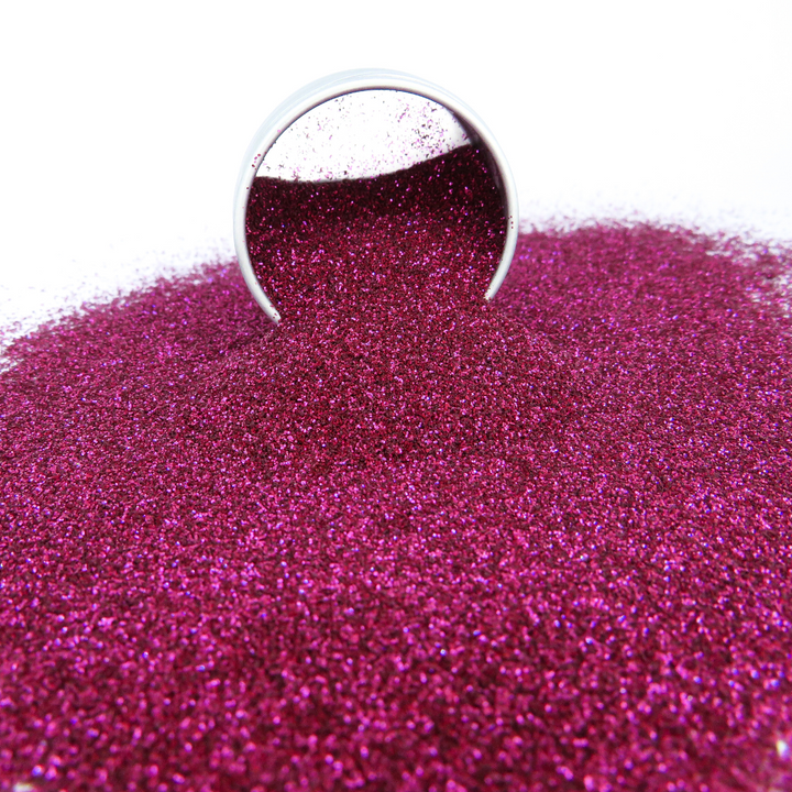 Magenta hot pink fine eco friendly cosmetic grade glitter in a 6g aluminium pot