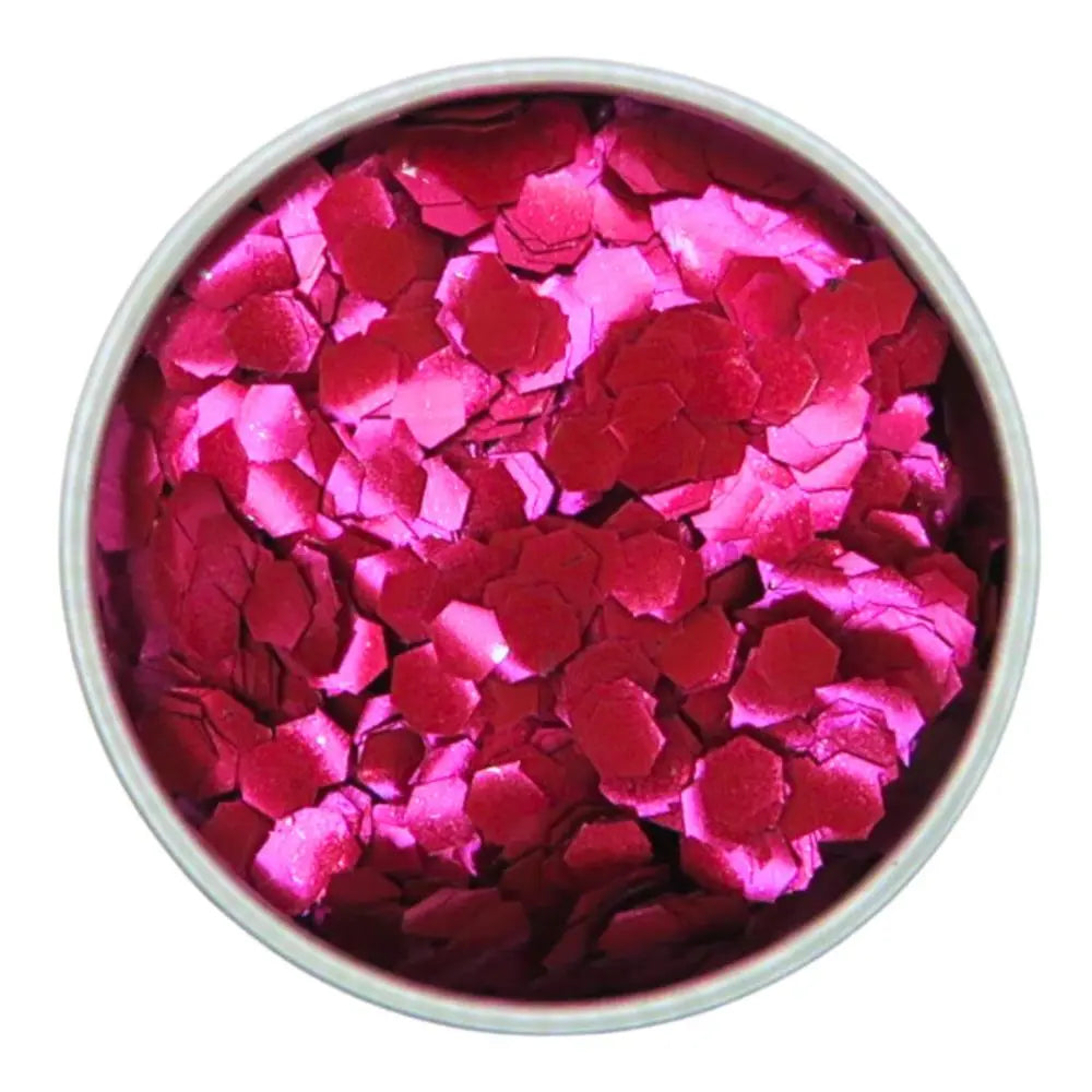 Magenta dark rose shade of super chunky eco friendly cosmetic glitter for makeup and crafting.