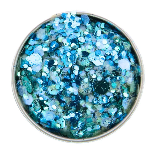 Merman close mix close up. A blend of blue, green, turquoise and opalescent blue.