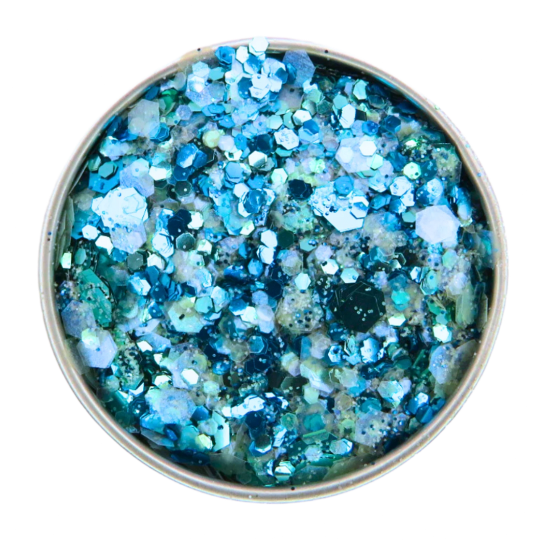 Merman close mix close up. A blend of blue, green, turquoise and opalescent blue.