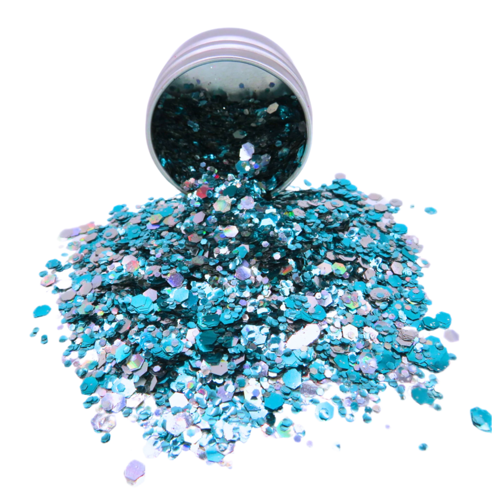 Ocean crush eco friendly glitter makeup blend.