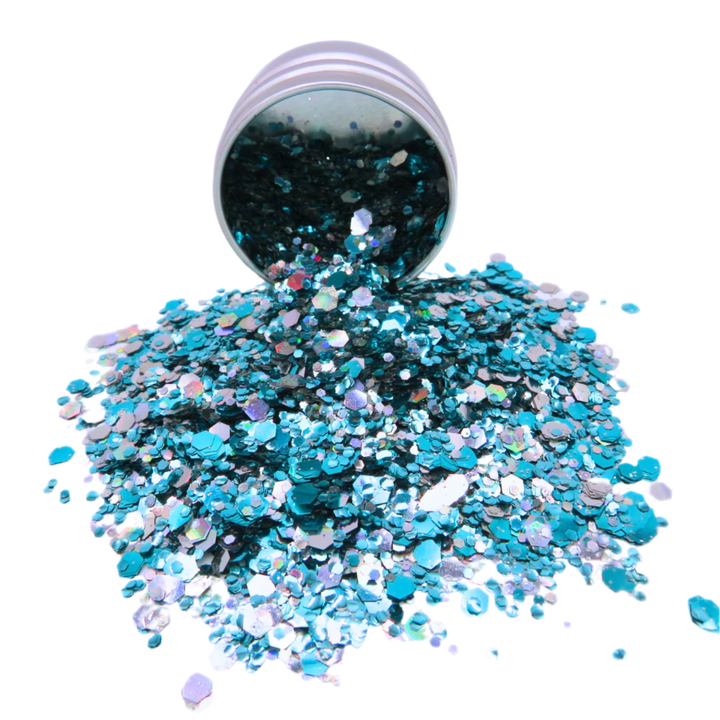 Ocean crush eco friendly glitter makeup blend.