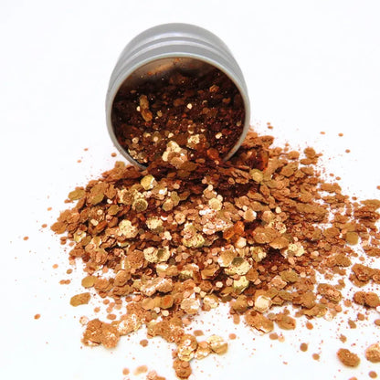 Orange fizz biodegradable glitter blend by Luminosity Glitter. An eco friendly, cosmetic grade glitter blend.