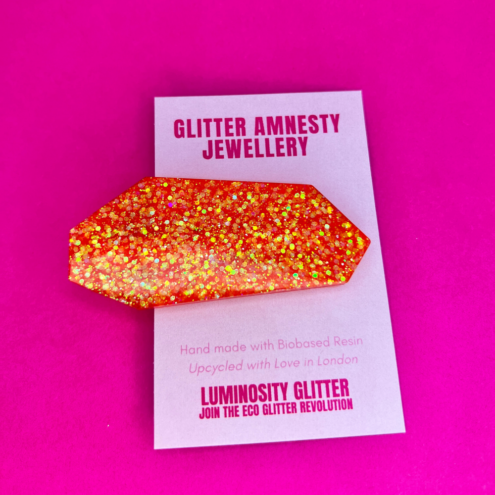 Orange glitter hair clip by Luminosity Glitter
