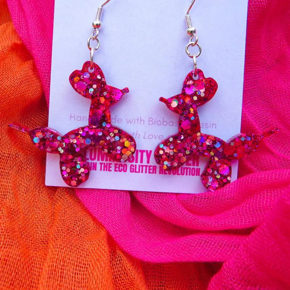 Pink Pop Glitter Earrings