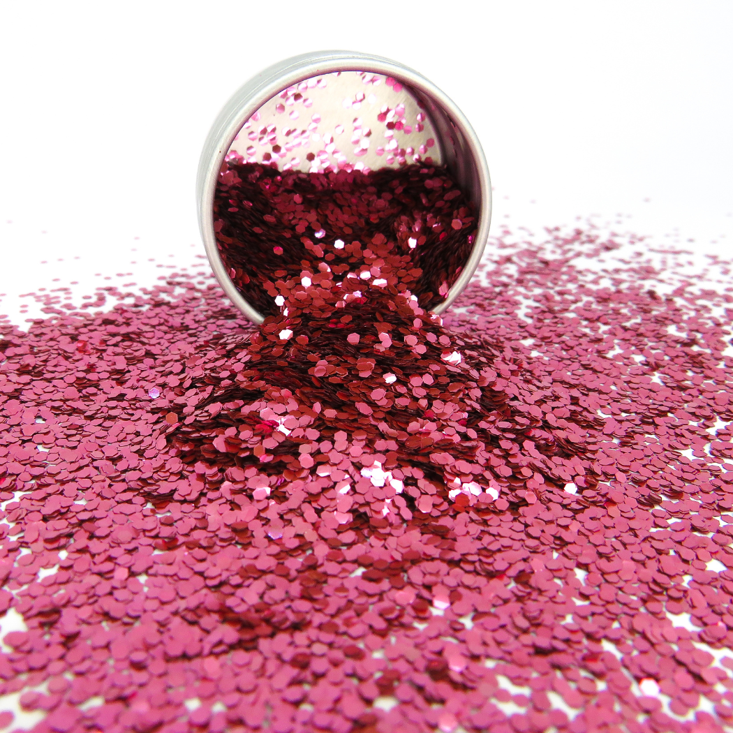 Rose pink chunky biodegradable glitter for festivals and body art