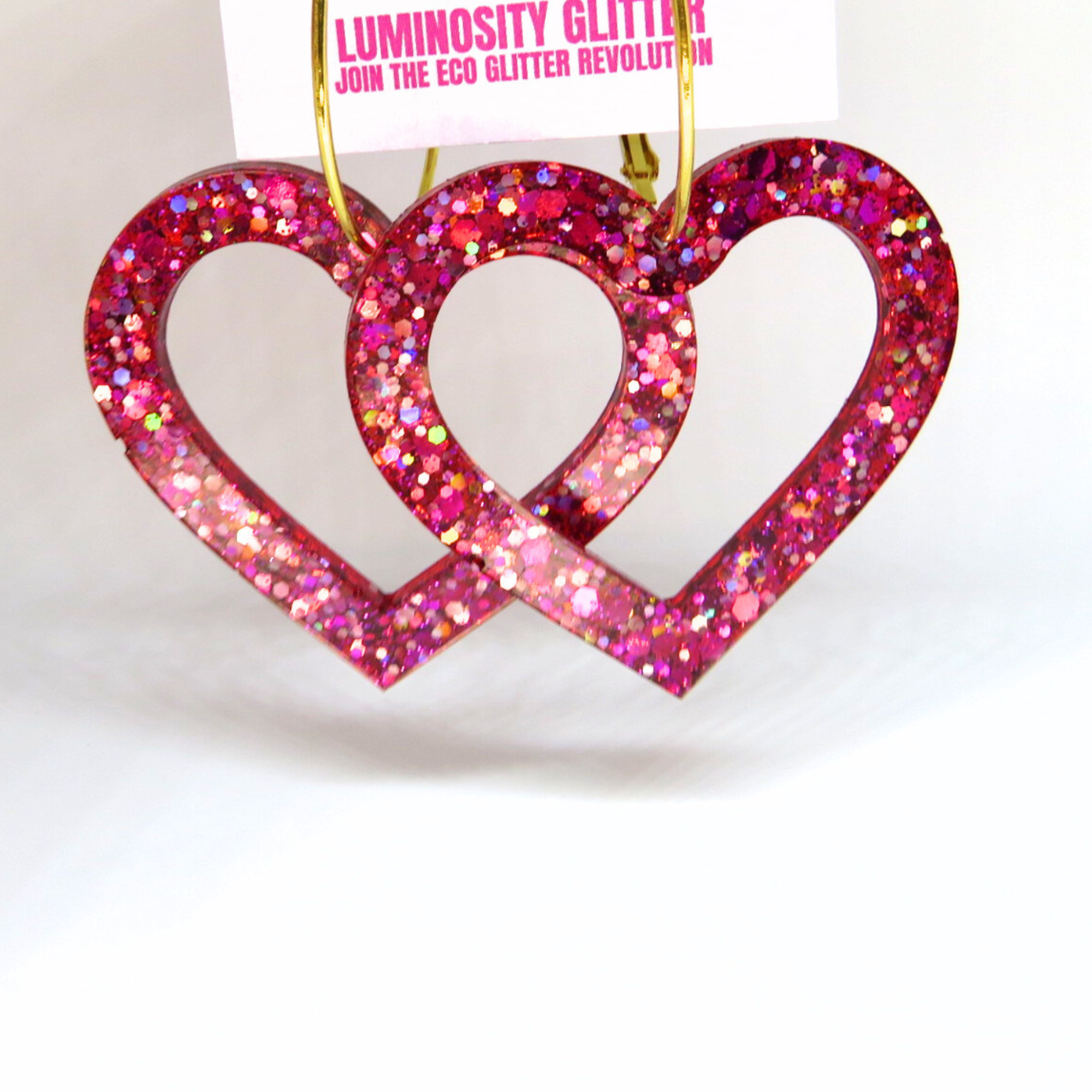 Giant Glitter Heart Glitter Earrings - Romi