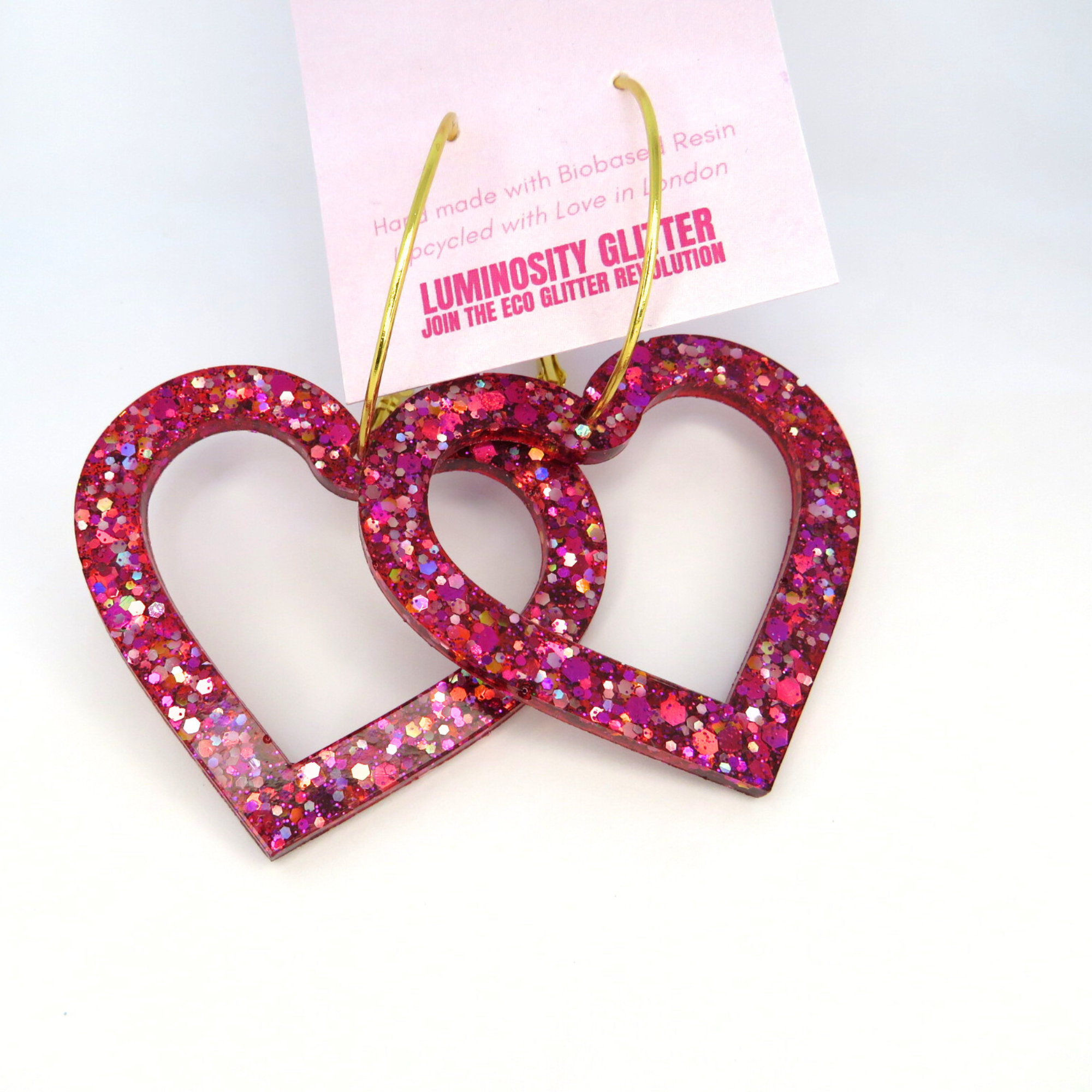 Giant Glitter Heart Glitter Earrings - Romi