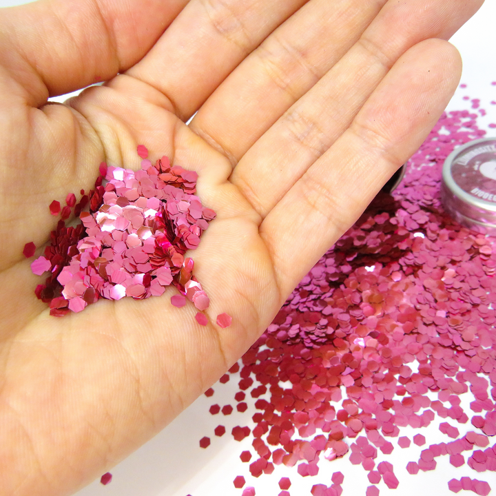 Pink super chunky eco friendly glitter for festival makeup