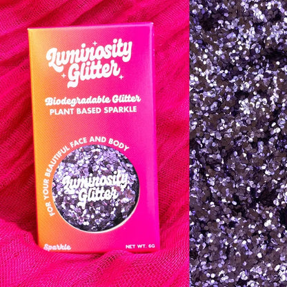 Purple chunky fun sized 6 gram pot of eco glitter.