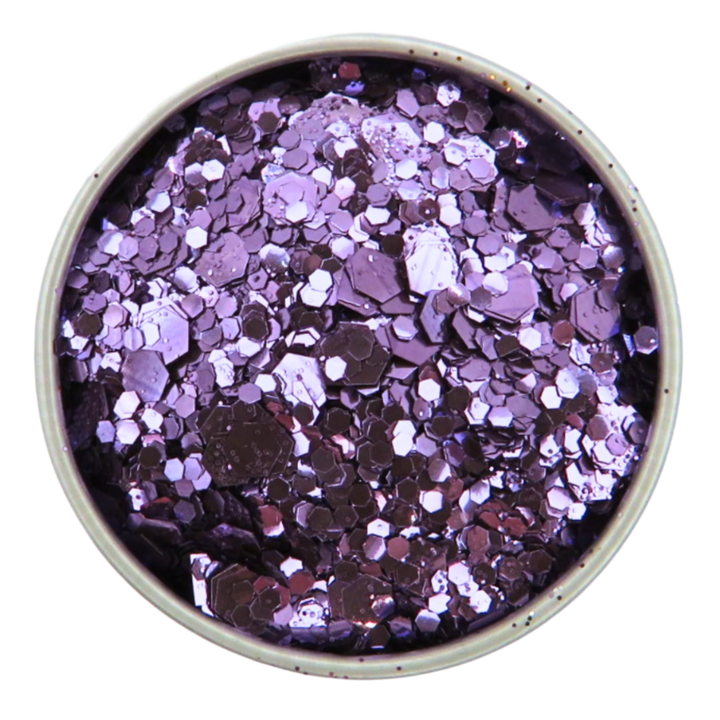 Purple blend of fine, chunky and super chunky eco friendly glitter