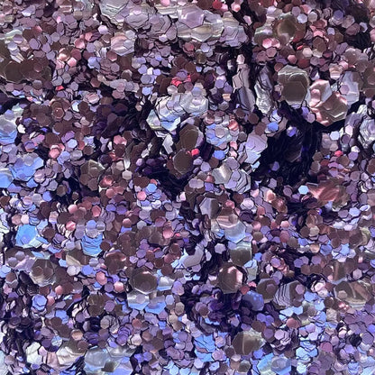 Close up of purple rain bioglitter mix by Luminosity Glitter. Cosmetic grade glitter mix. This glitter is made from plants. 