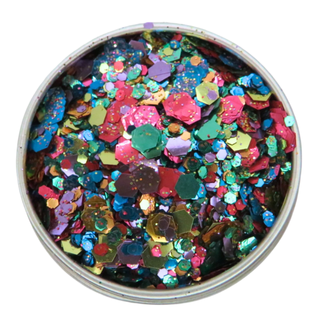 Rainbow Smash eco friendly glitter blend has been mixed with all of the sparkly colours of the rainbow.