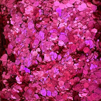 Raspberry sorbet biodegradable glitter makeup by Luminosity glitter.