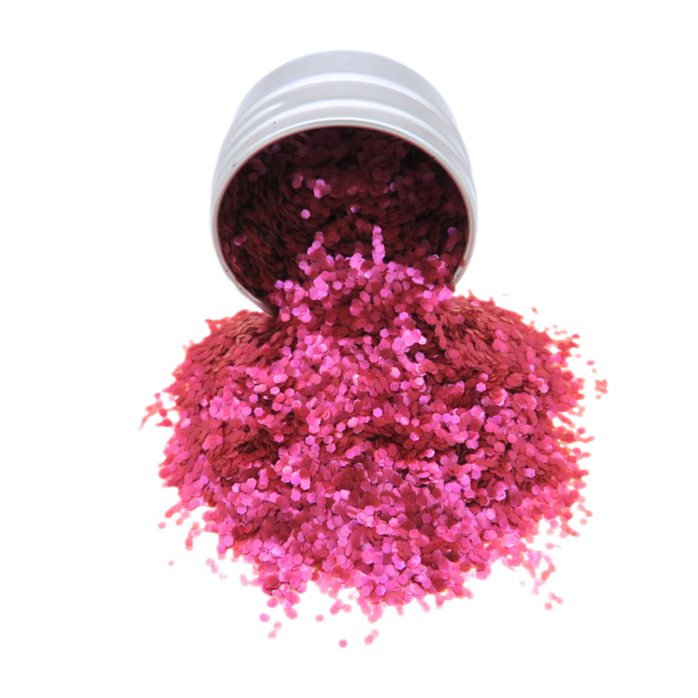 Raspberry chunky pure vivid fuchsia bioglitter in a pink shade.