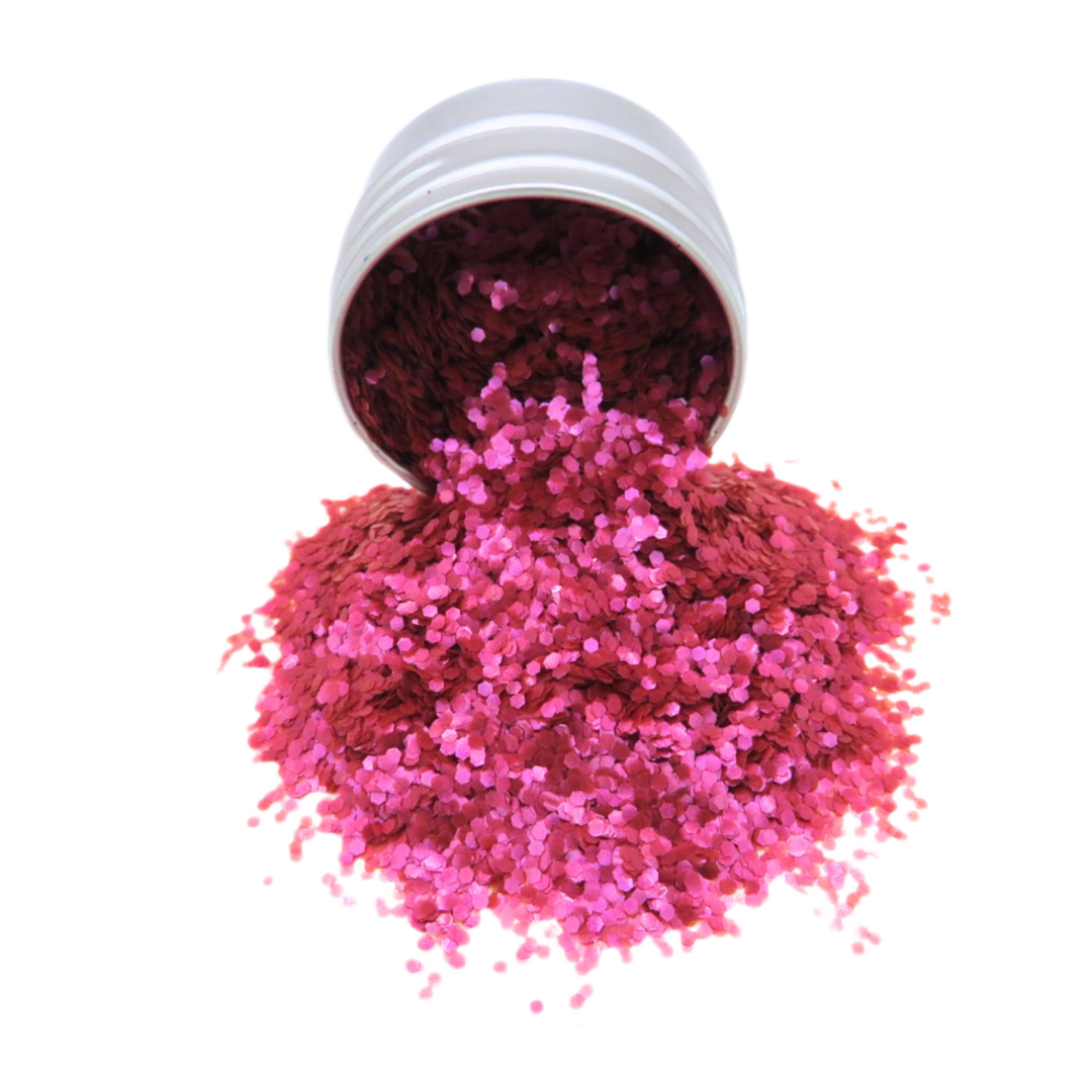 Raspberry chunky pure vivid fuchsia bioglitter in a pink shade.