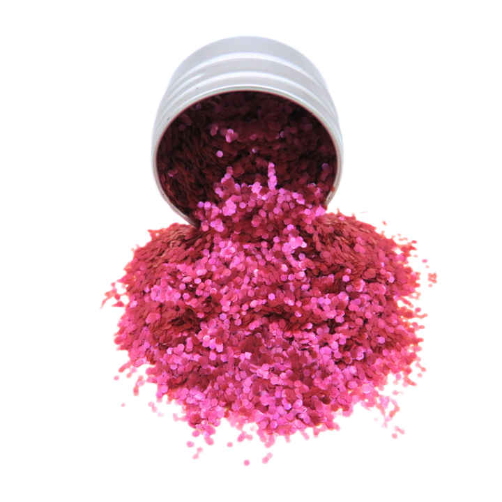 Raspberry chunky pure vivid fuchsia bioglitter in a pink shade.