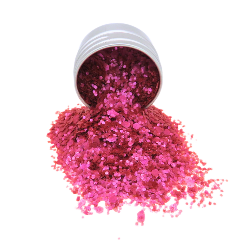 Raspberry vivid fuchsia eco glitter blend.