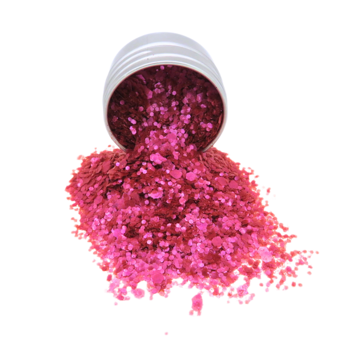 Raspberry vivid fuchsia eco glitter blend.