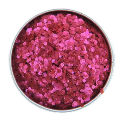 Raspberry blend of fine, chunky and super chunky vivid fuchsia coloured eco glitter.