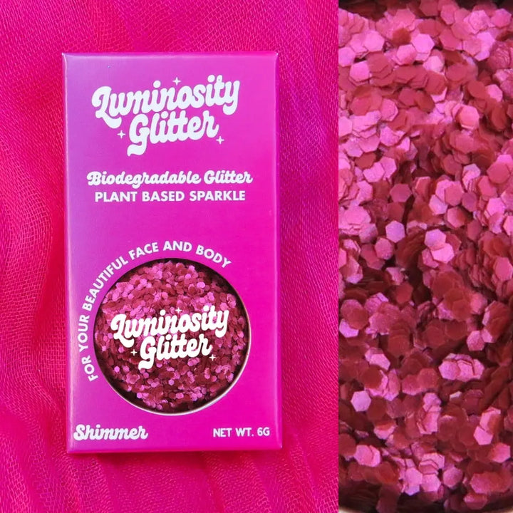 Raspberry shimmer chunky festival glitter.