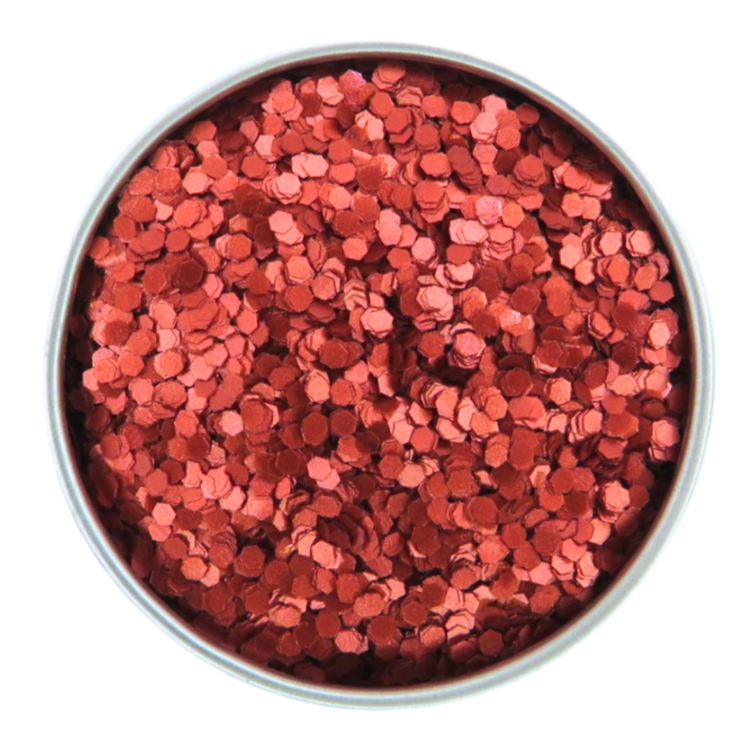 Pearl red eco friendly glitter in a chunky size