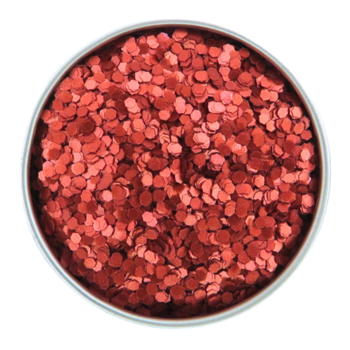 Pearl red eco friendly glitter in a chunky size