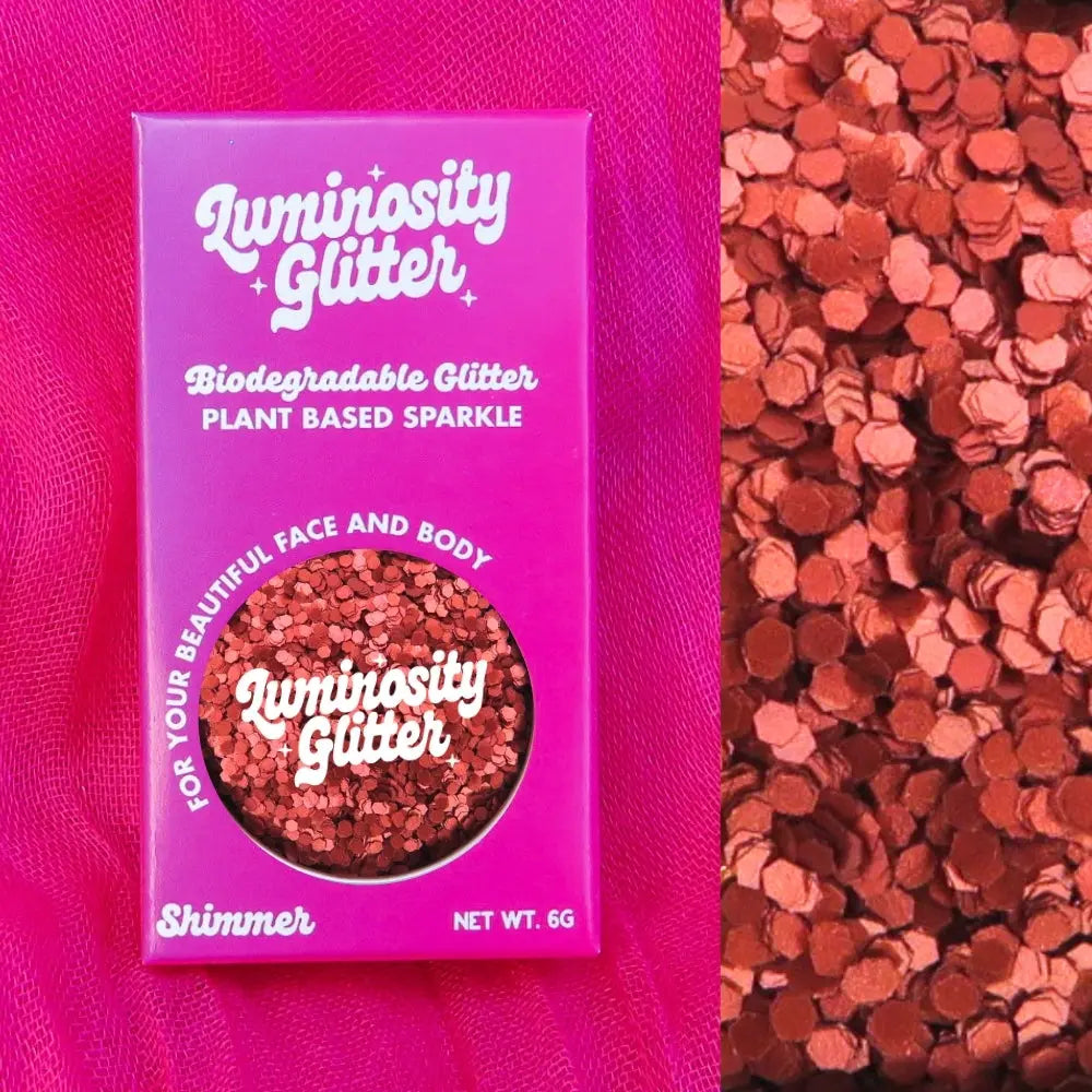 Red shimmer biodegradable chunky glitter.