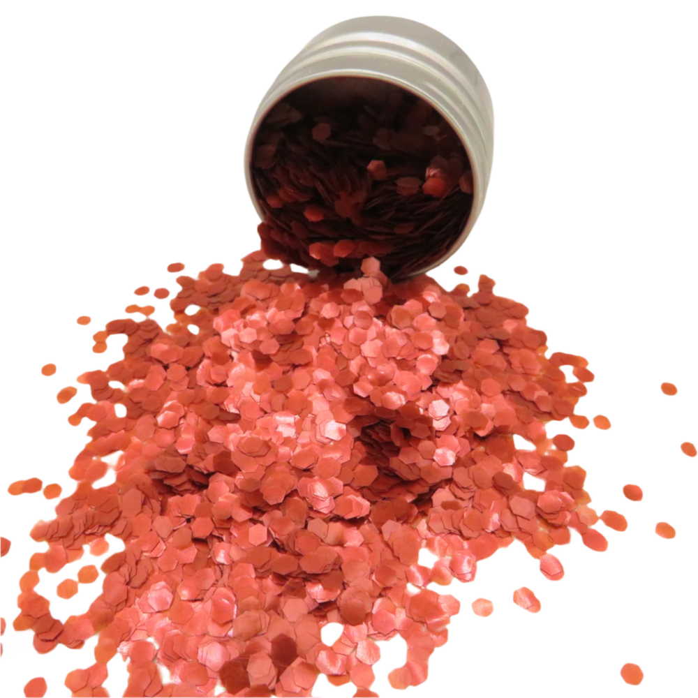 Red super chunky eco friendly glitter with a soft and subtle shimmer