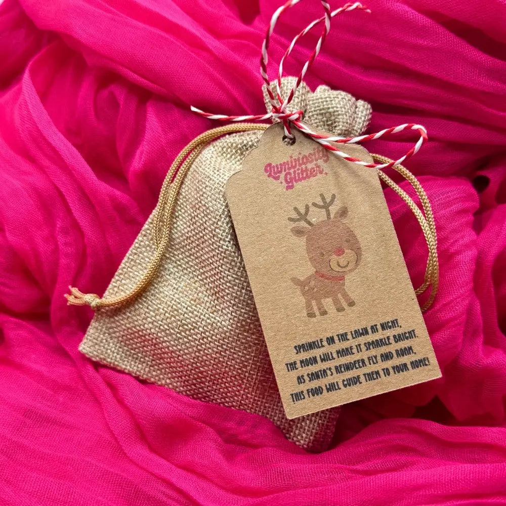 Christmas Eve box reindeer food for children and christmas fun in a cute hessian gift bag.