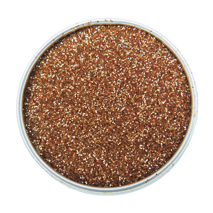 Rose gold fine eco friendly glitter for warm or festive glitter makeup look.