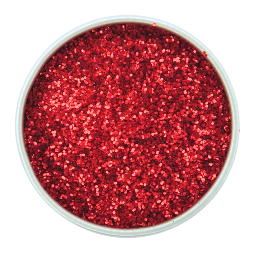 Ruby Red eco glitter for Halloween and Christmas makeup looks in a standard size.