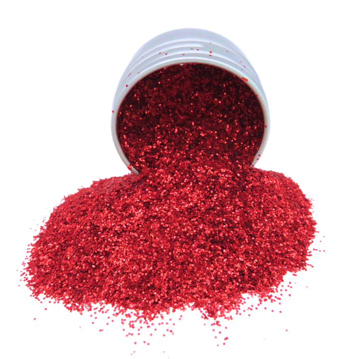 Ruby red biodegradable glitter makeup