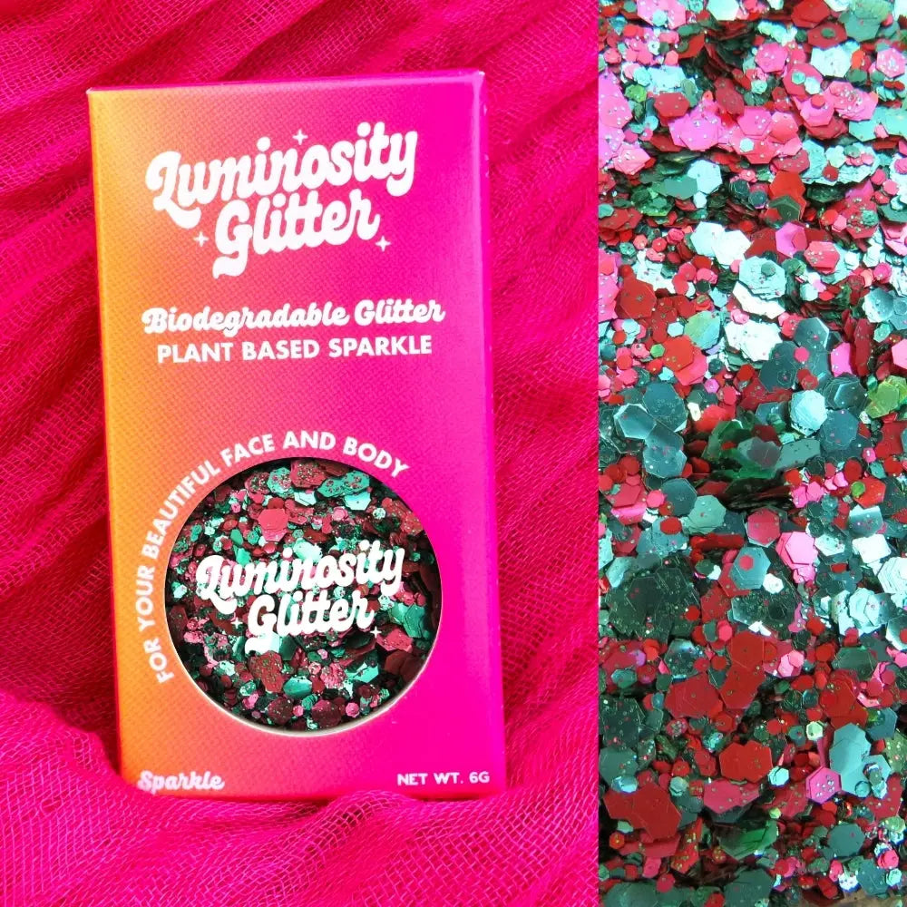 Santa baby Christmas Eco glitter in a 6 gram pot and fun glitter packaging.