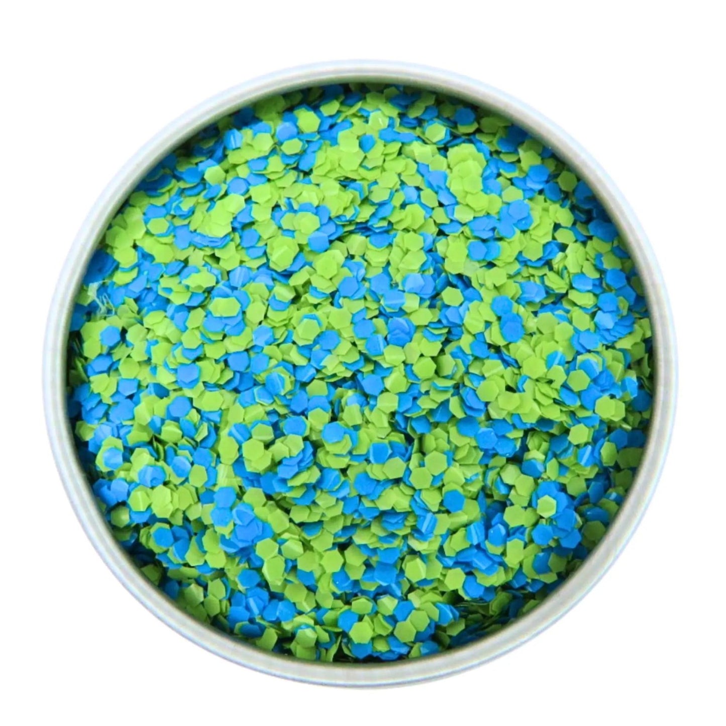 Sea Turtle is a chunky glitter blend made with opaque shades of green and blue glitter.