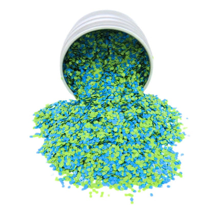 sea turtle biodegradable glitter mix of blue and green chunky glitter.