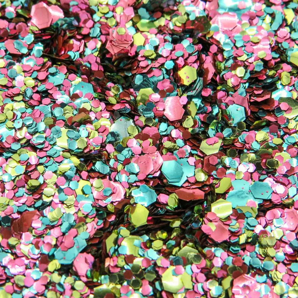 Secret garden bioglitter mix by Luminosity Glitter for use on your face, body, hair and nails.