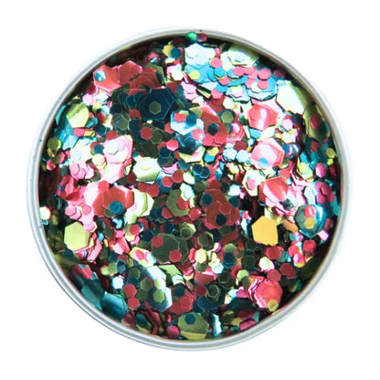 Secret garden pansexual eco glitter mix has been made with gold, rose pink and turquoise eco friendly glitter