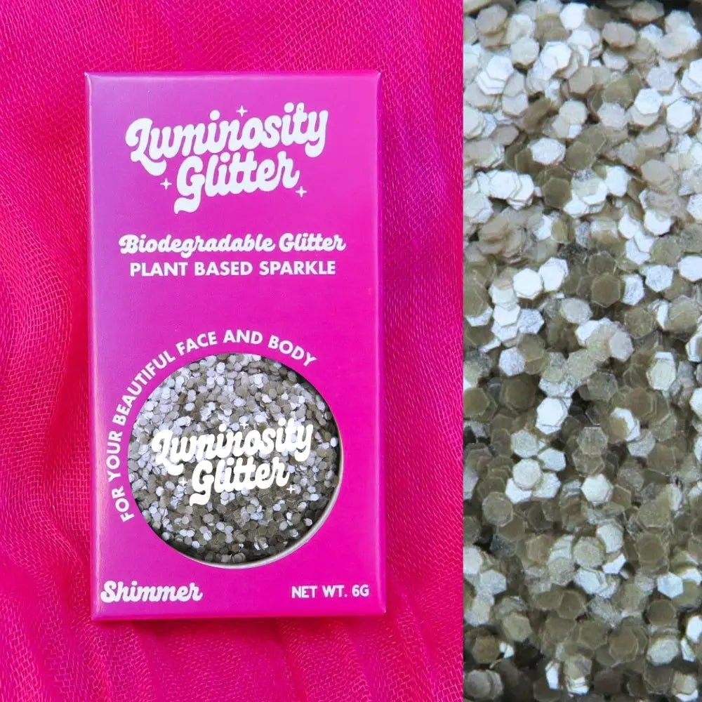 Silver shimmer biodegradable chunky glitter.