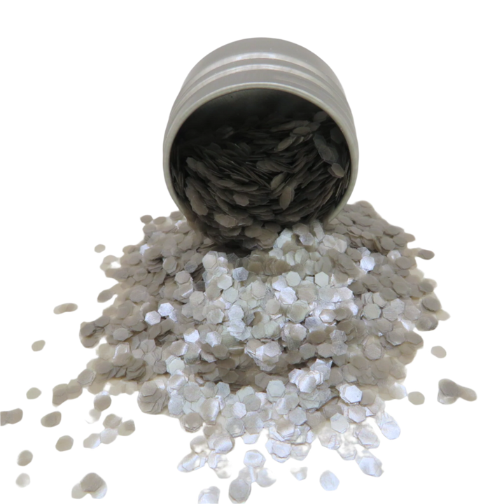 Silver mist super chunky biodegradable glitter in a pearlescent silver shade.