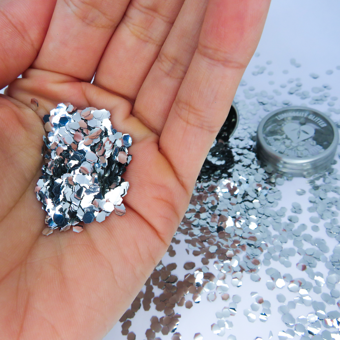 Silver super chunky eco friendly cosmetic grade glitter