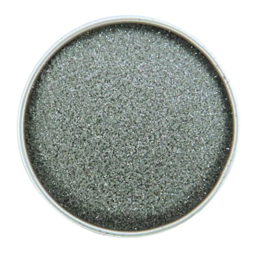 Silver ultra fine eco glitter in a round aluminium pot