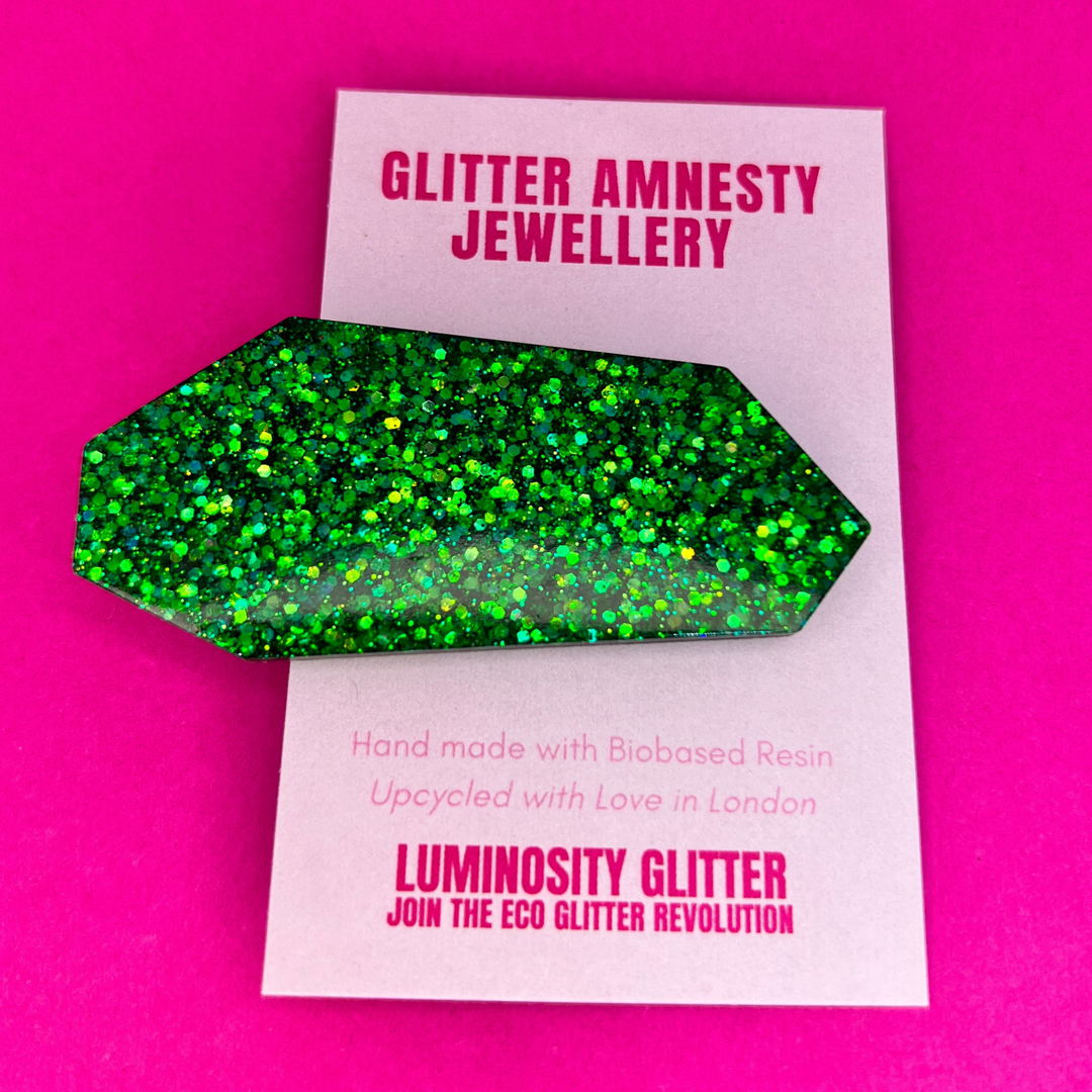Christmas gift of a green glitter hair clip