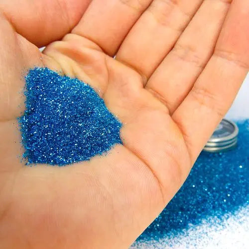 Sky blue fine bioglitter. Fine sized cosmetic grade glitter.