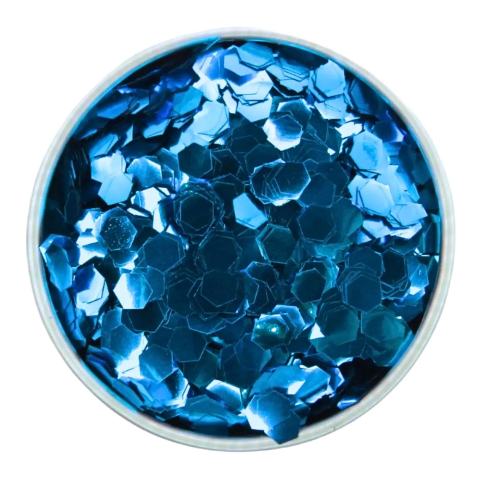 Sky blue super chunky eco friendly cosmetic glitter, suitable for use on your face, body, hair and nails.