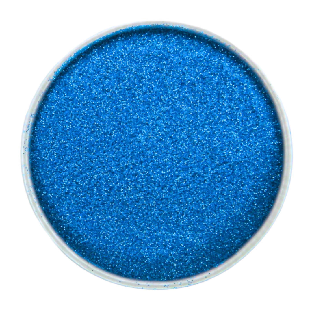 Sky blue ultra fine eco glitter in a 6 gram aluminium pot.