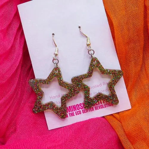 Star Glitter Earrings - Rainbow Shimmer Luminosity Glitter