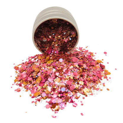 Tropical Tango biodegradable cosmetic glitter makeup mix.