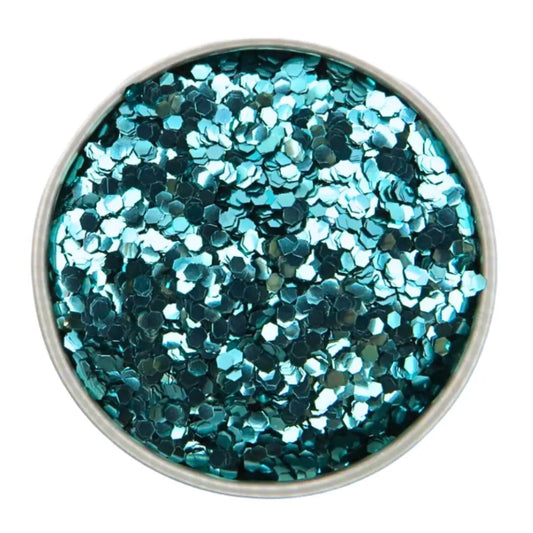 Turquoise chunky eco friendly cosmetic glitter.