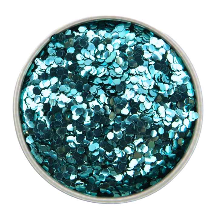 Turquoise chunky eco friendly cosmetic glitter.